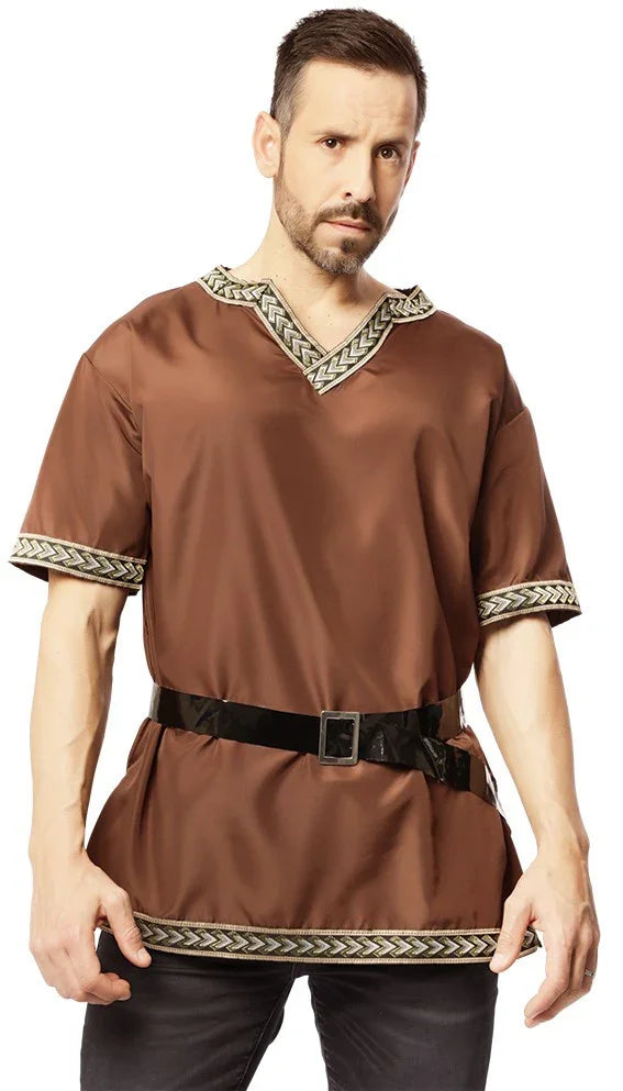 Camisa Medieval Marrón con Cinturón para Hombre Camisas Medievales EuroCarnavales