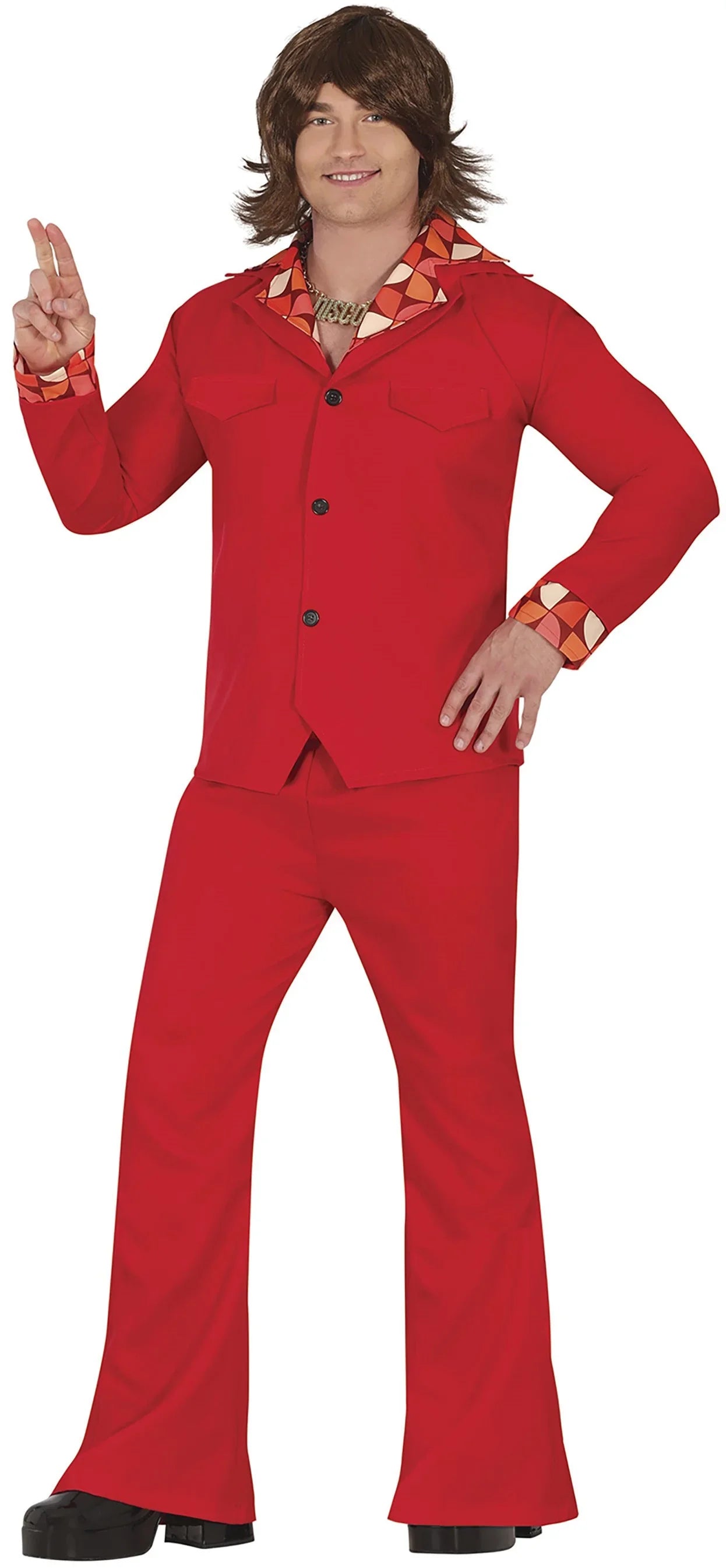 Disfraz Traje Disco Años 70 Rojo para Hombre Disco Guirca