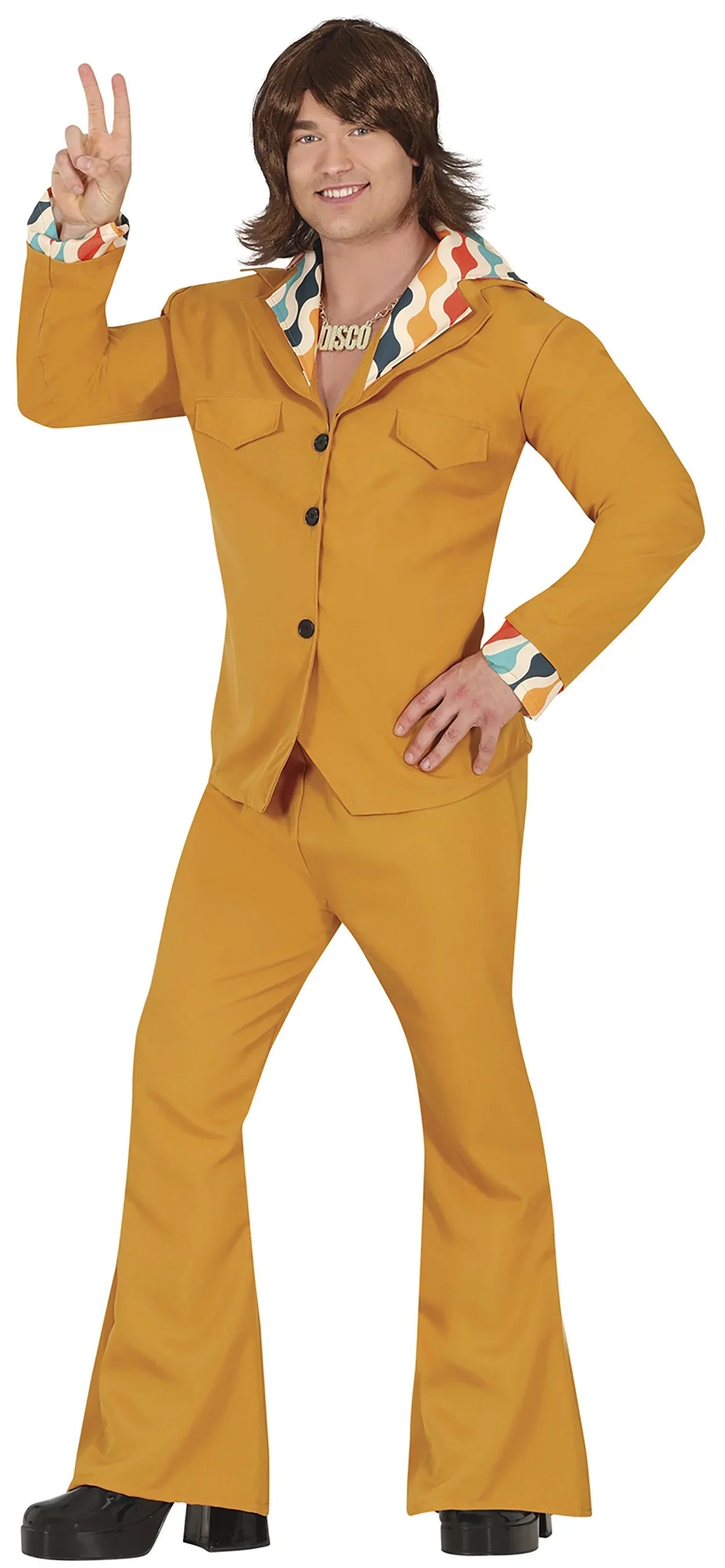 Disfraz Traje Disco Años 70 Naranja para Hombre Disco Guirca