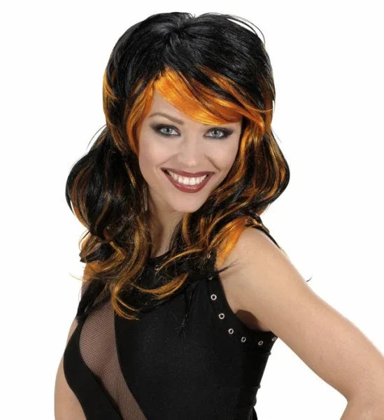 Peluca Morena con Mechas de Colores COMPLEMENTOS Widmann