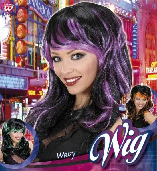Peluca Morena con Mechas de Colores COMPLEMENTOS Widmann