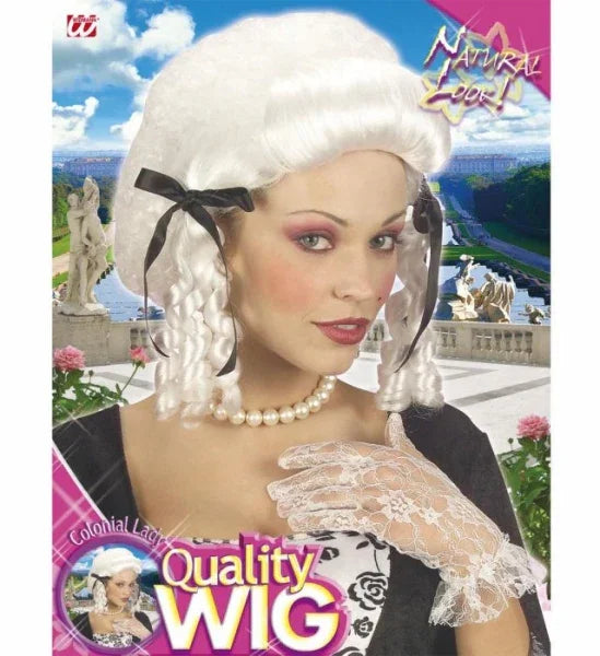 Peluca Blanca de Época con Tirabuzones COMPLEMENTOS Widmann