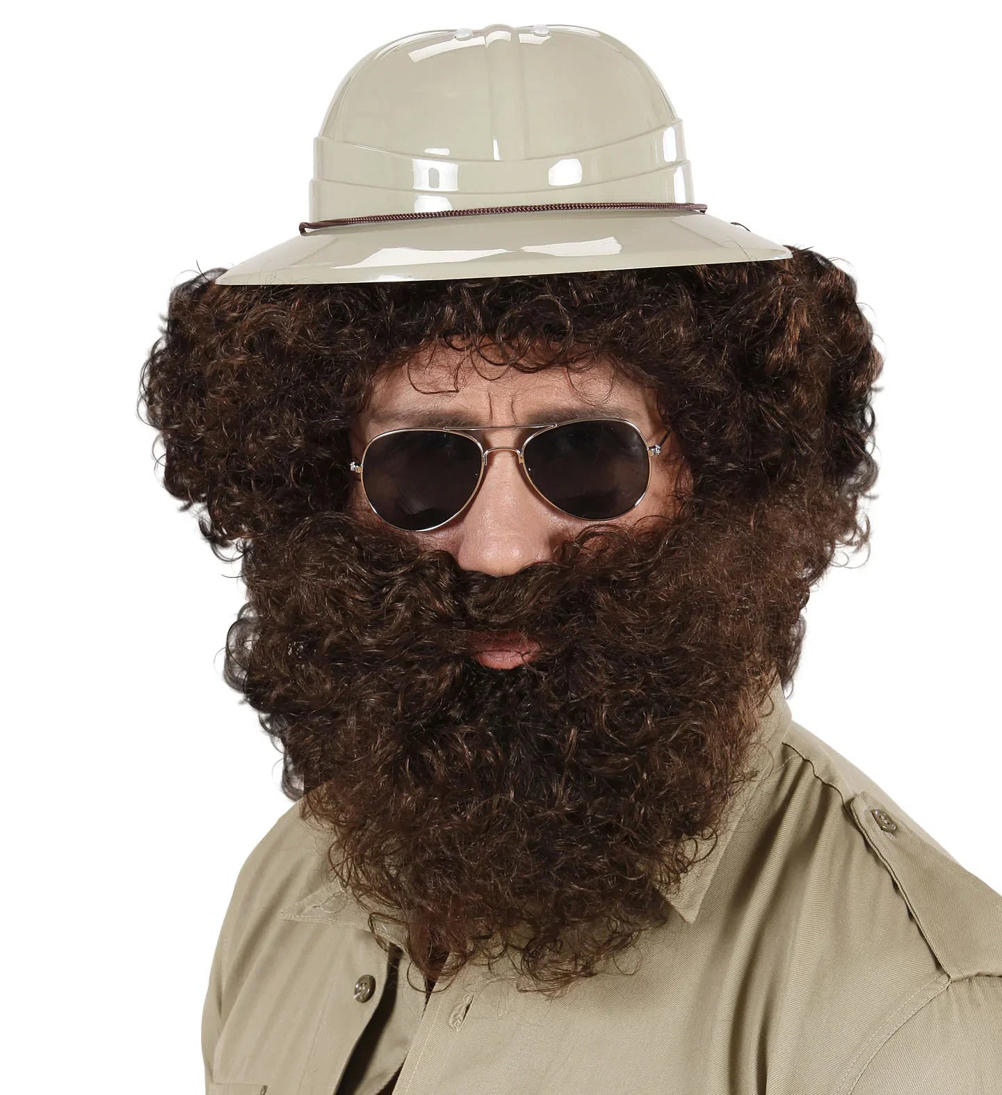 Peluca Castaña Rizosa con Barba Barbas y Bigotes Widmann