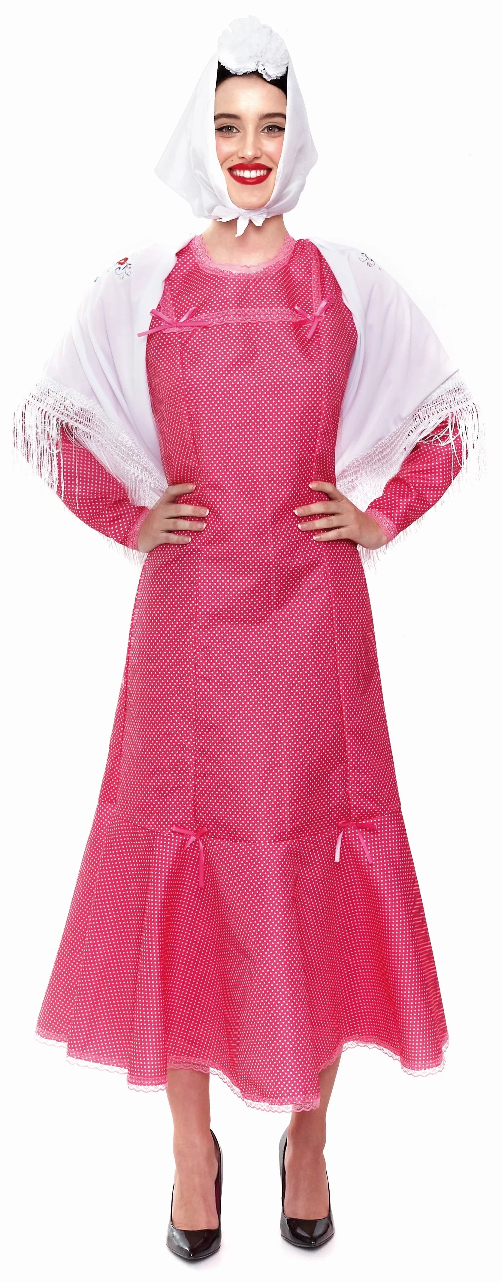 Disfraz de Chulapa Rosa con Lunares Blancos para Mujer Chulapos y Chulapas Partilandia