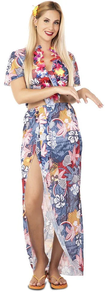 Disfraz de Hawaiana Azul para Adulto Hawaianos EuroCarnavales