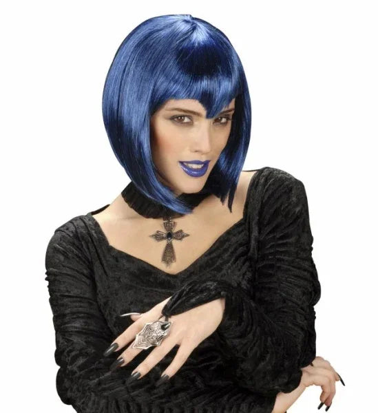 Peluca de Vampiresa Azul Corta COMPLEMENTOS Widmann