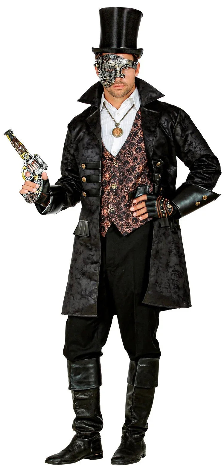 Chaqueta Steampunk o Pirata Larga Negra Efecto Cuero Chaquetas y Fracs Widmann