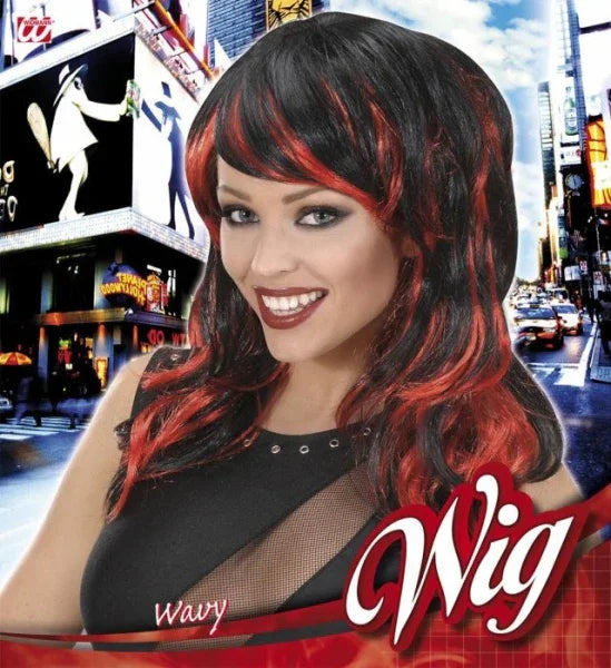 Peluca Morena con Mechas Rojas COMPLEMENTOS Widmann