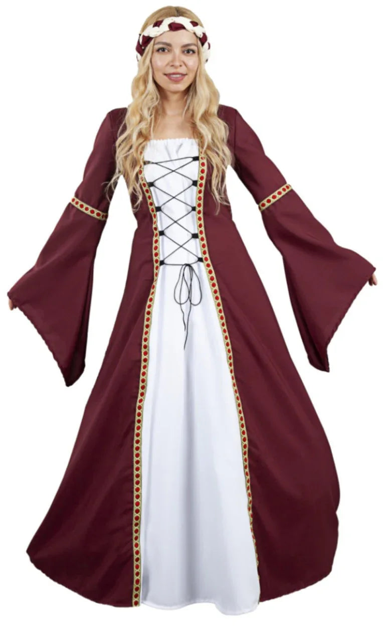 Disfraz de Dama Medieval Rojo para Mujer Princesas y Damas Medievales Fycar