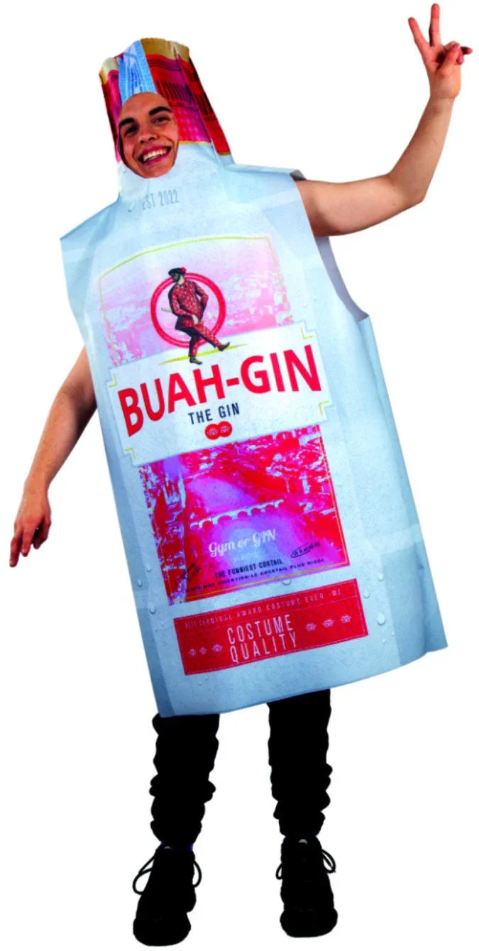 Disfraz de Botella de Ginebra para Adulto Bebida y Comida Fycar