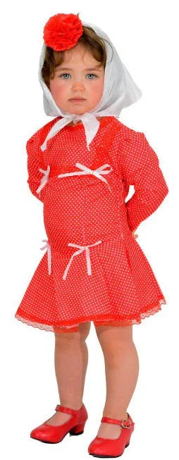 Disfraz de Chulapa Madrileña Roja con Lunares para Niña Chulapos y Chulapas Infantiles Partilandia