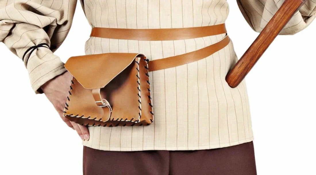 Bolso Medieval de Polipiel Marrón con Cinturón Complementos Medievales de Lujo Fycar Complementos