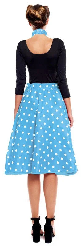Falda Años 50 Azul con Lunares Blancos para Mujer Grease y Años 40 - 50 Partilandia