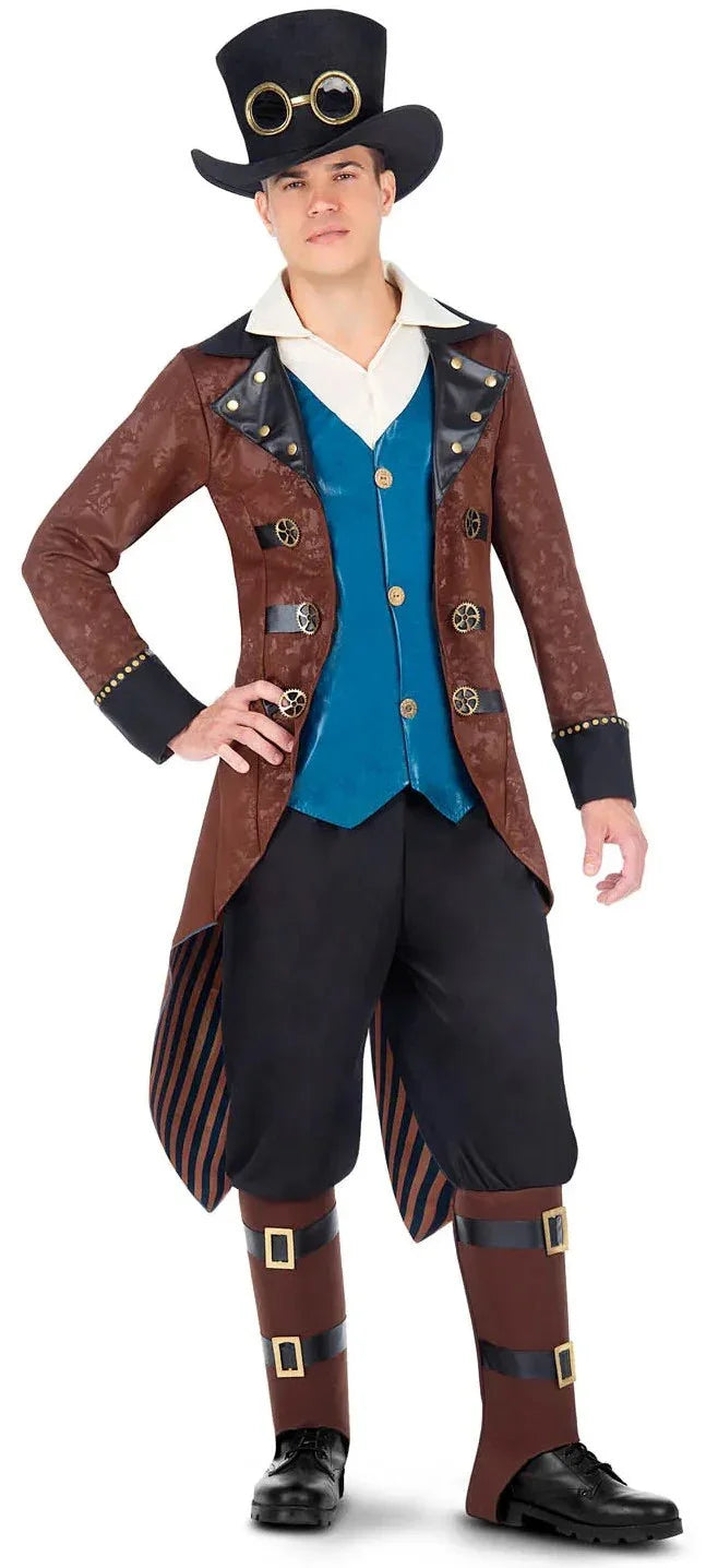 Disfraz de Steampunk con Chaleco Azul para Hombre Steampunk Viving