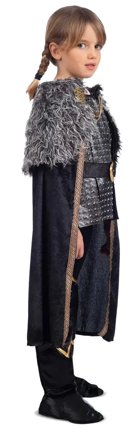 Disfraz de Vikinga Negro con Capa para Niña Vikingos Infantiles Viving