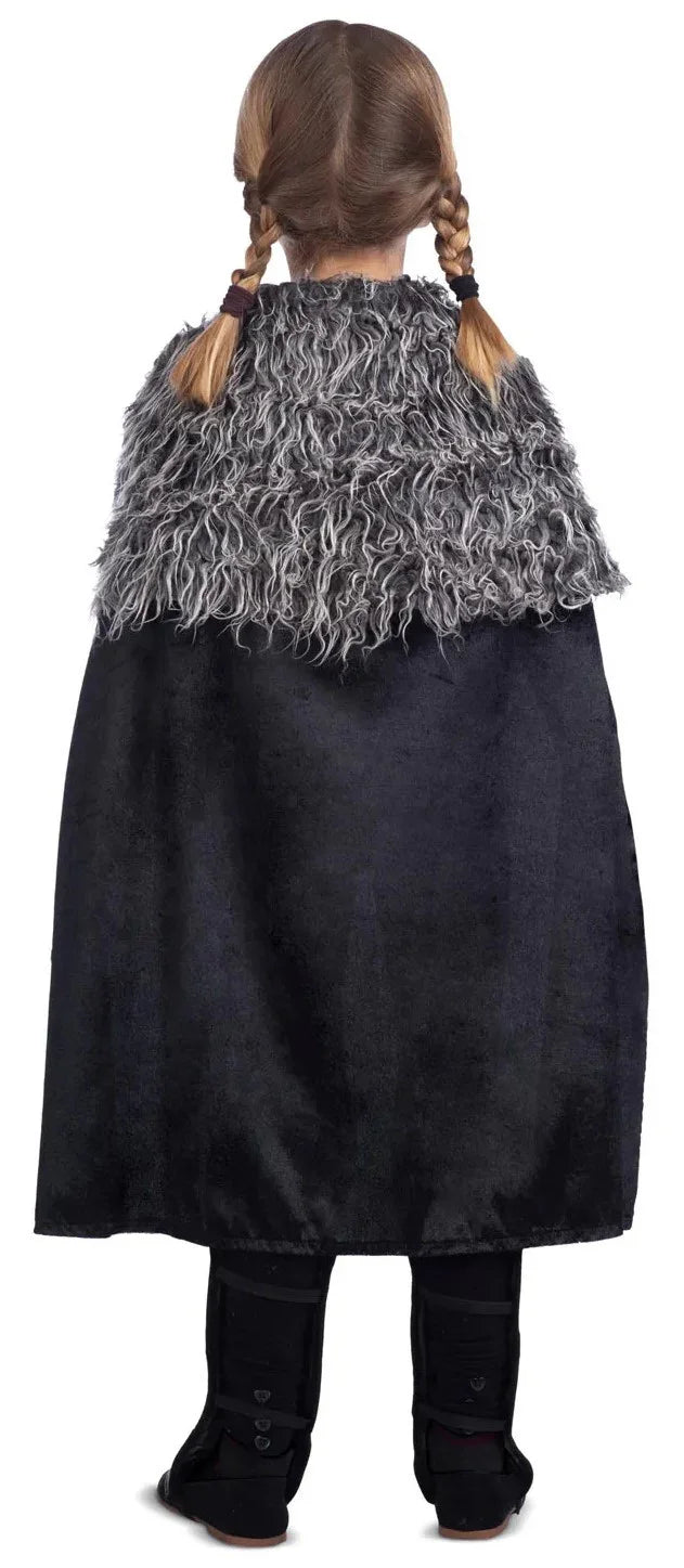 Disfraz de Vikinga Negro con Capa para Niña Vikingos Infantiles Viving