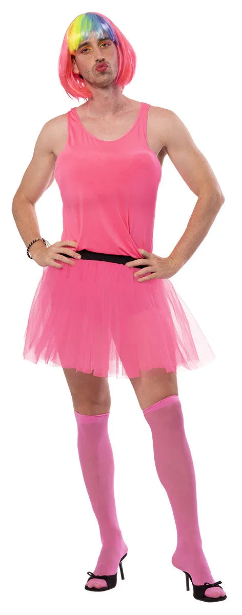 Disfraz de Bailaria Gogó Rosa para Hombre Despedidas Rubies