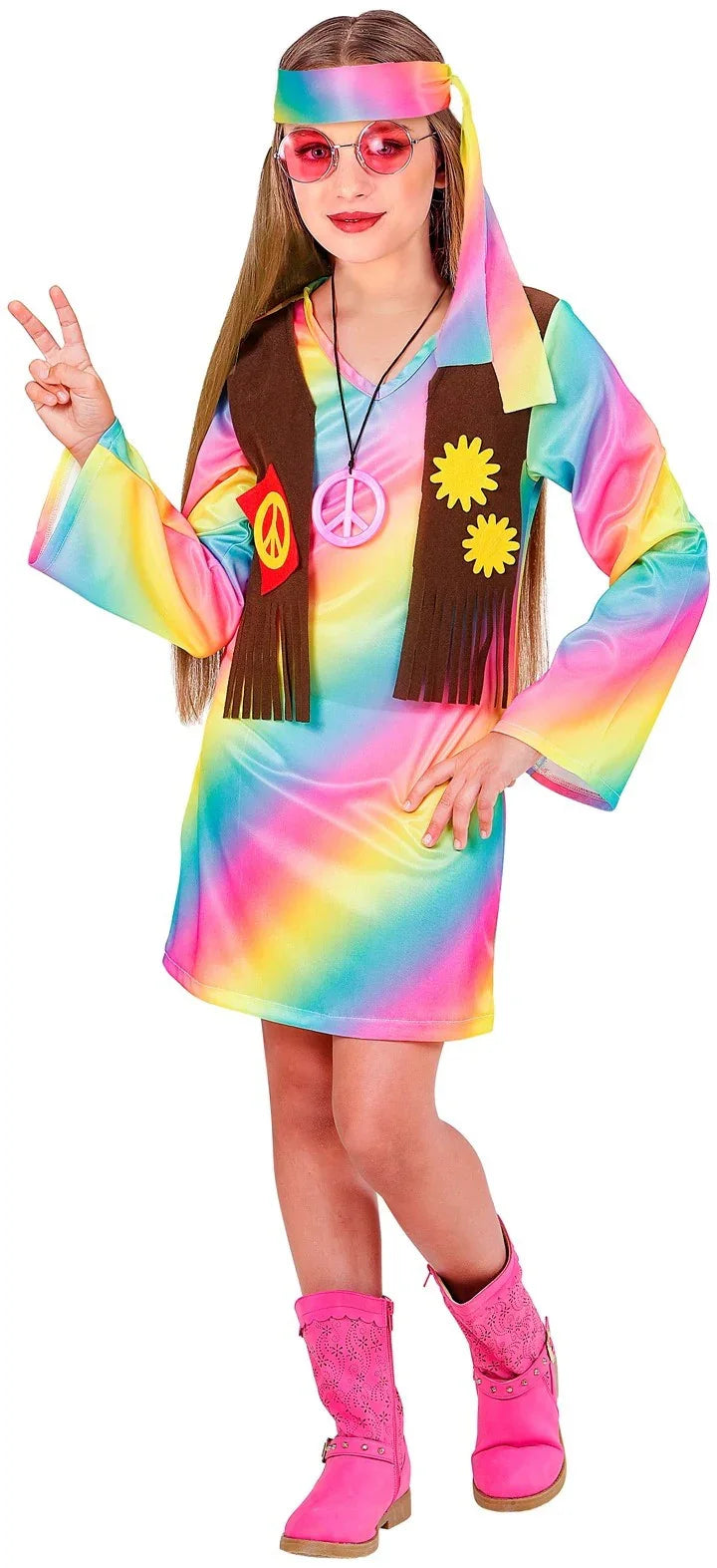 Disfraz de Hippie Multicolor para Niña INFANTILES Widmann