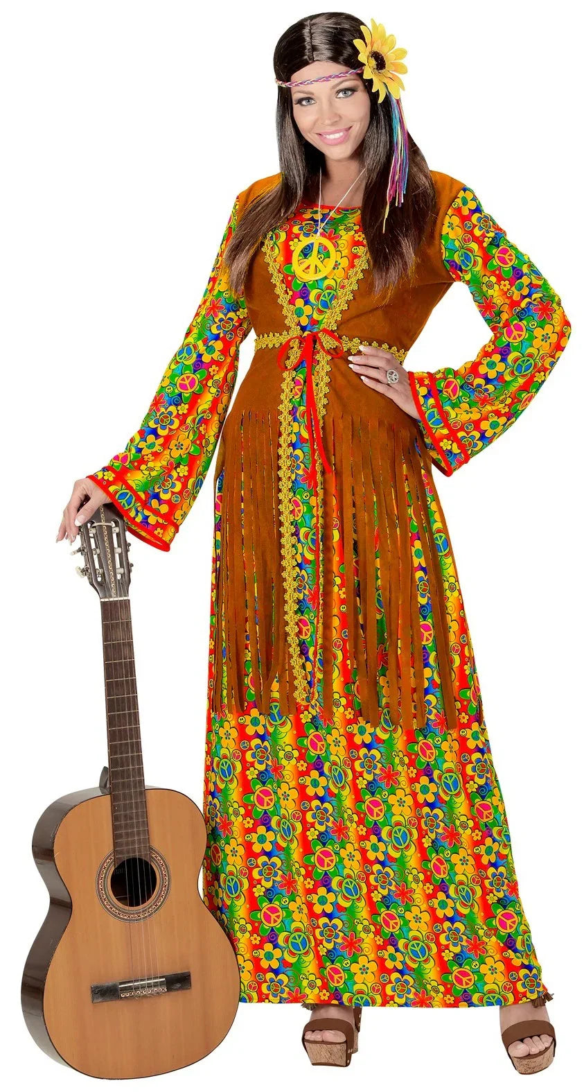 Disfraz de Hippie Largo para Mujer Hippies Widmann