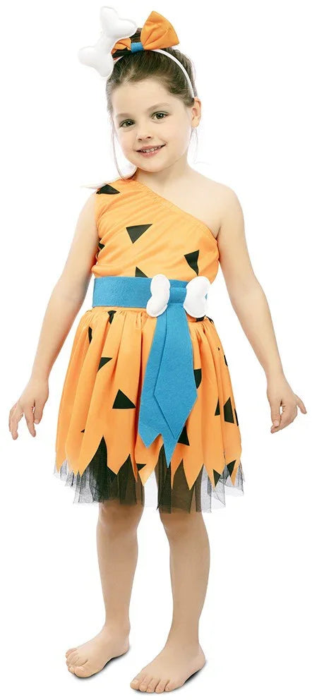 Disfraz de Cavernícola Naranja para Niña Cavernícolas y Trogloditas Infantiles EuroCarnavales