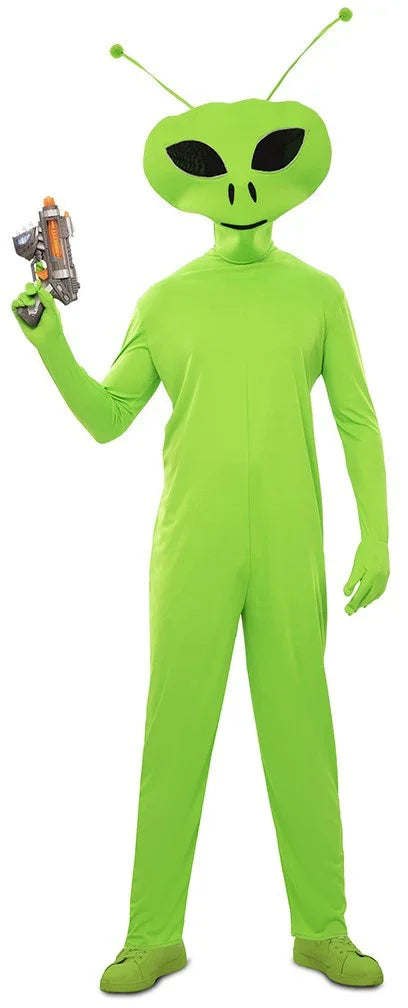 Disfraz de Alien Verde con Antenas para Adulto Extraterrestres EuroCarnavales