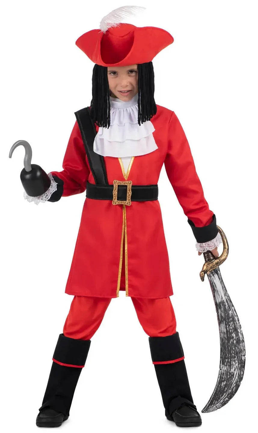 Disfraz de Capitán Garfio Rojo para Niño Capitán Garfio Viving