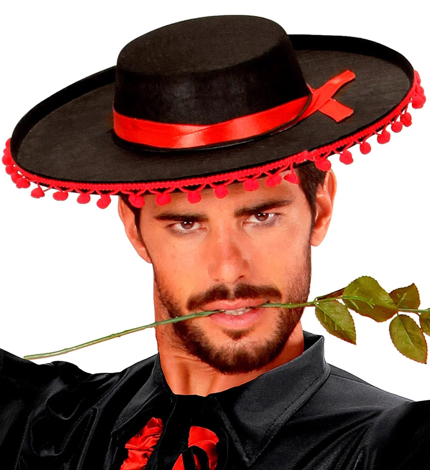 Sombrero Cordobés Decorado con Cinta Roja Complementos Sevillanas, Cordobeses y Toreros Widmann