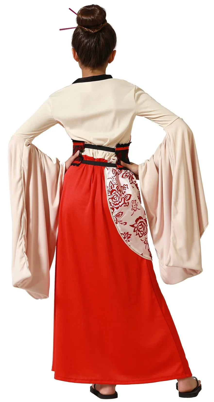 Disfraz de Geisha Beige y Rojo para Niña Geishas Atosa