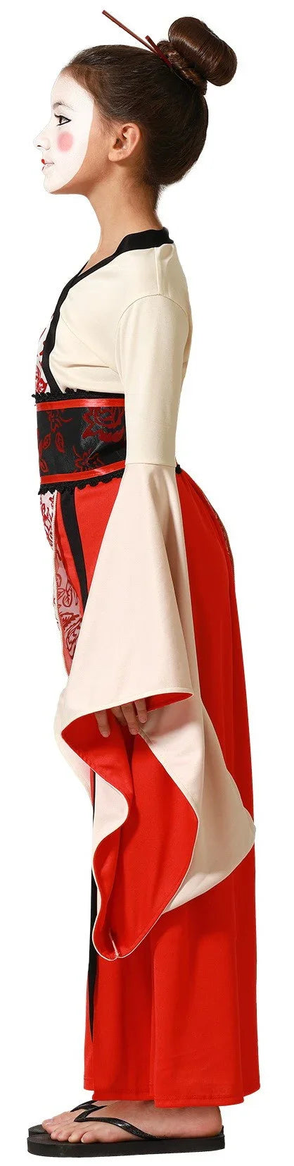 Disfraz de Geisha Beige y Rojo para Niña Geishas Atosa