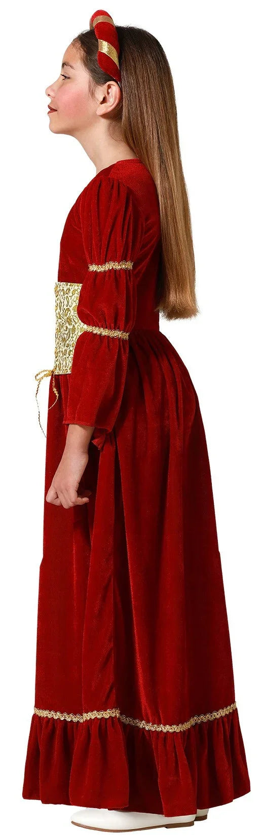 Disfraz de Doncella Medieval Granate para Niña Princesas y Damas Medievales Atosa
