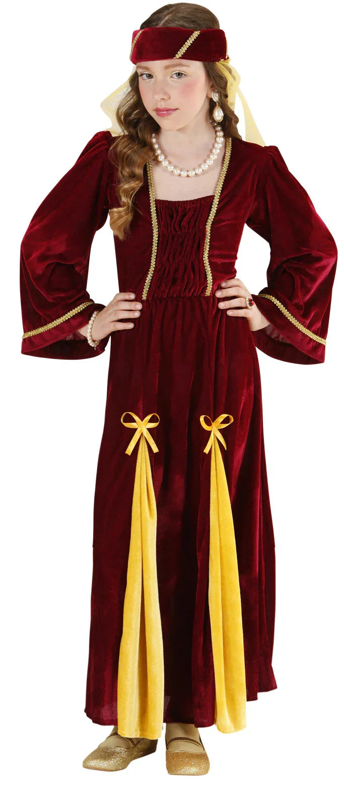 Disfraz de Reina Medieval Rojo para Niña Medieval Infantiles Widmann