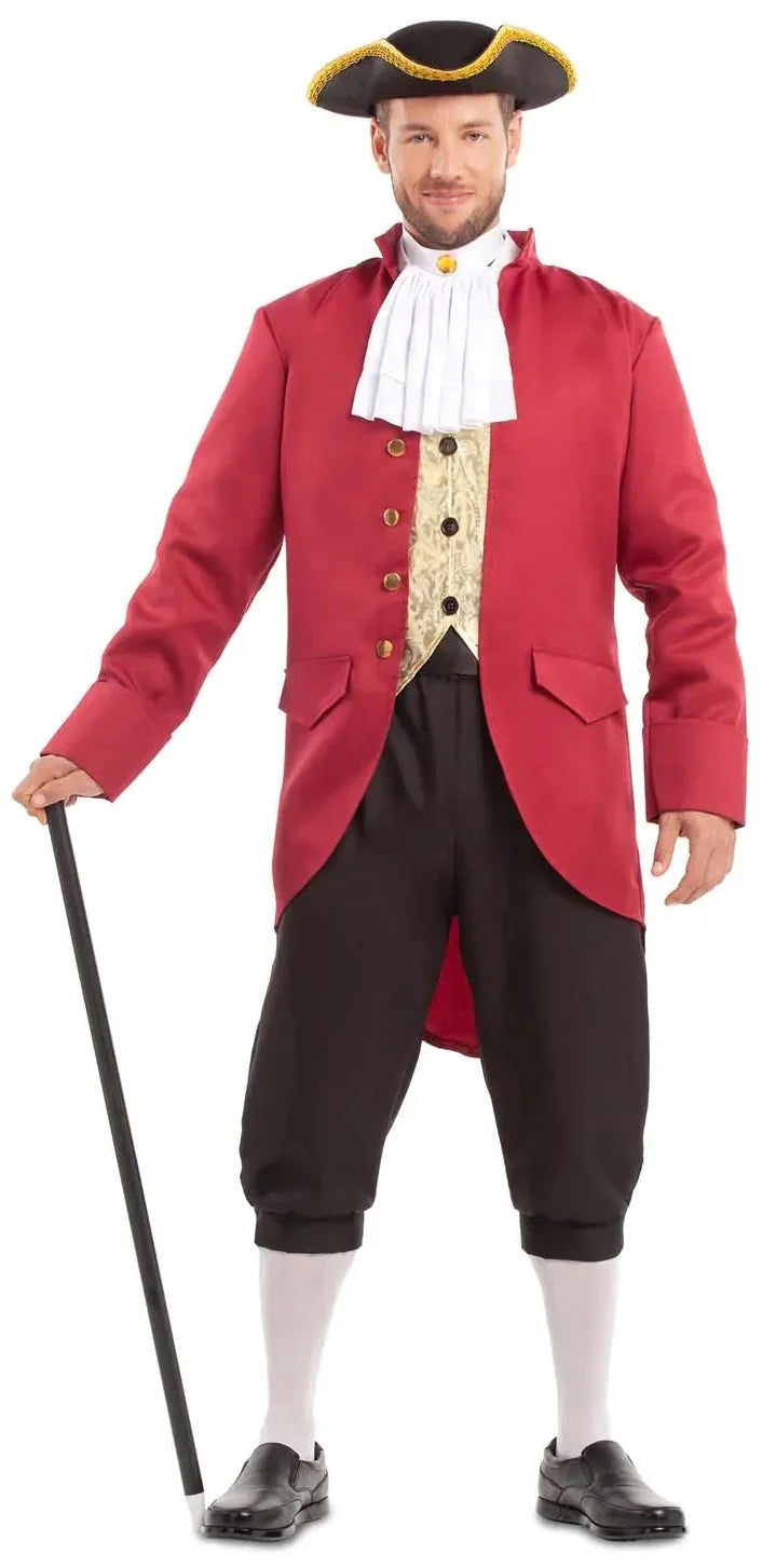 Disfraz de Colono Americano Rojo para Hombre Venecianos y de Época Viving