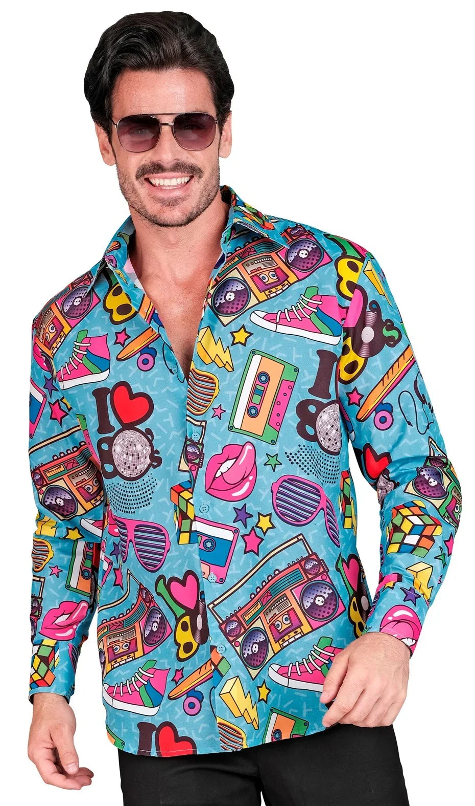 Camisa con Estampado Años 80 para Hombre Años 80 Widmann