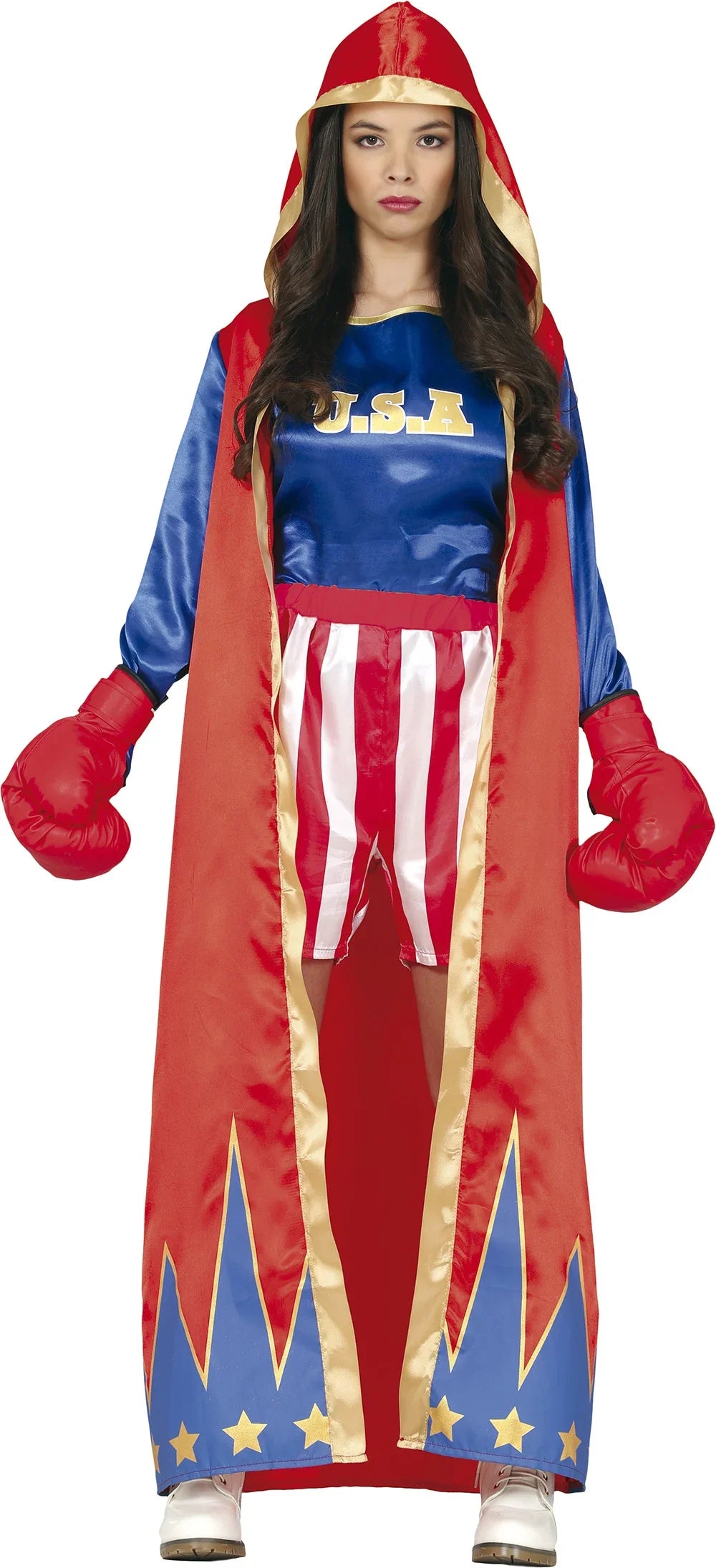 Disfraz de Boxeadora Americana con Bata para Mujer Boxeadores Guirca
