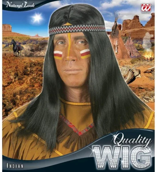 Peluca de Indio Negra con Cinta COMPLEMENTOS Widmann