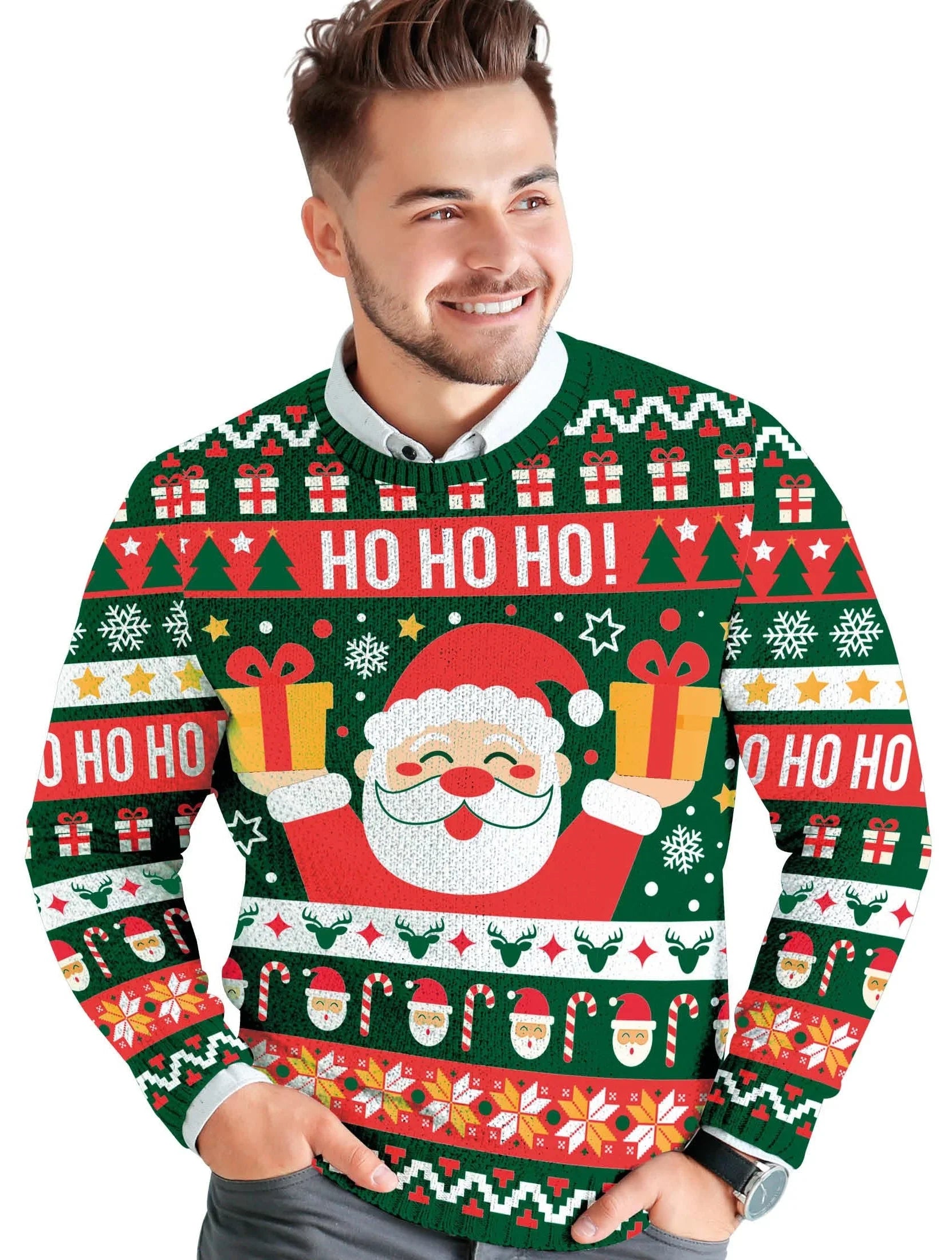 Jersey Navideño de Papá Noel para Hombre Jerseys Navideños Guirca