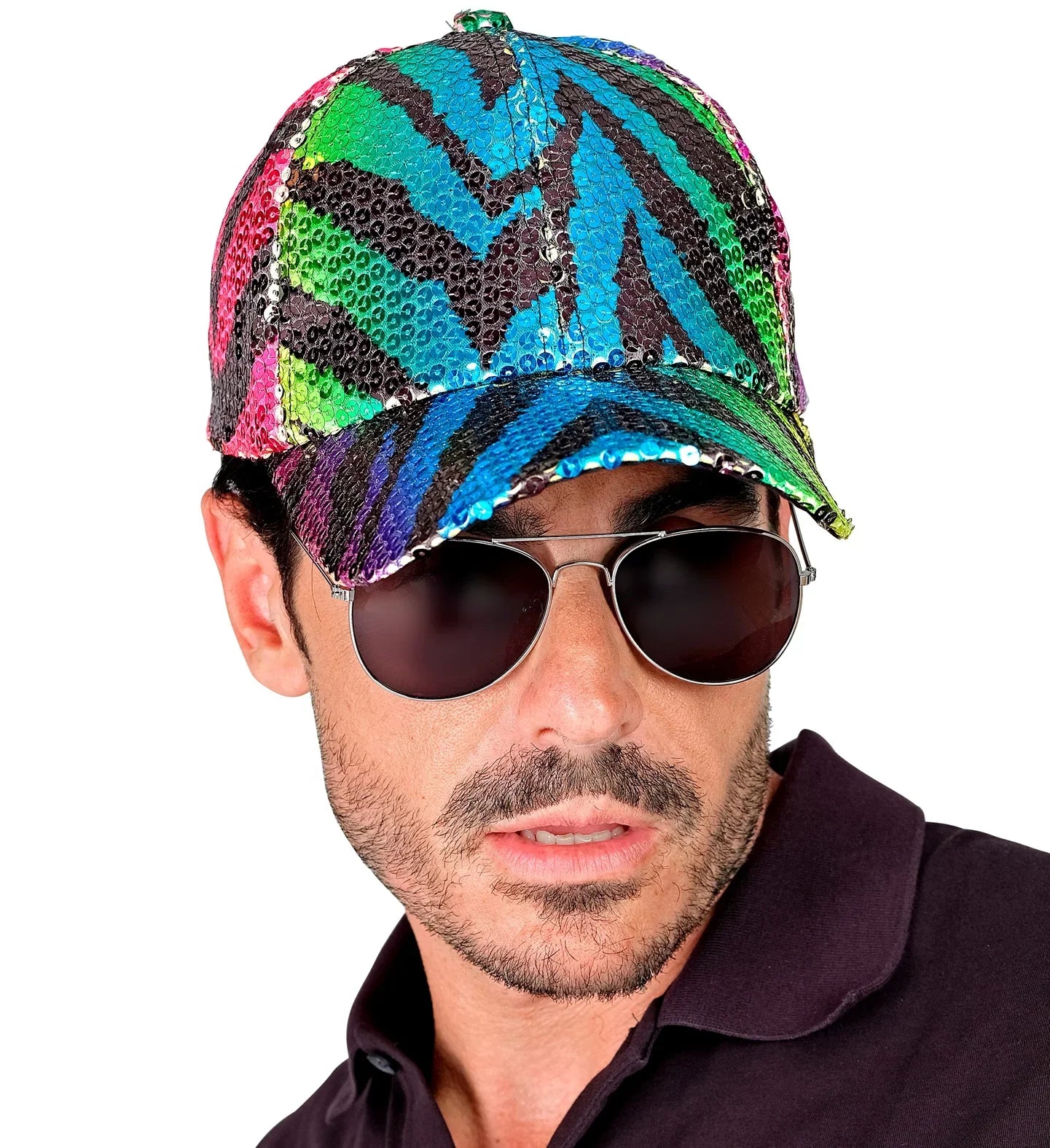 Gorra de Lentejuelas Multicolor Estampado de Tigre Sombreros y Gorros Widmann