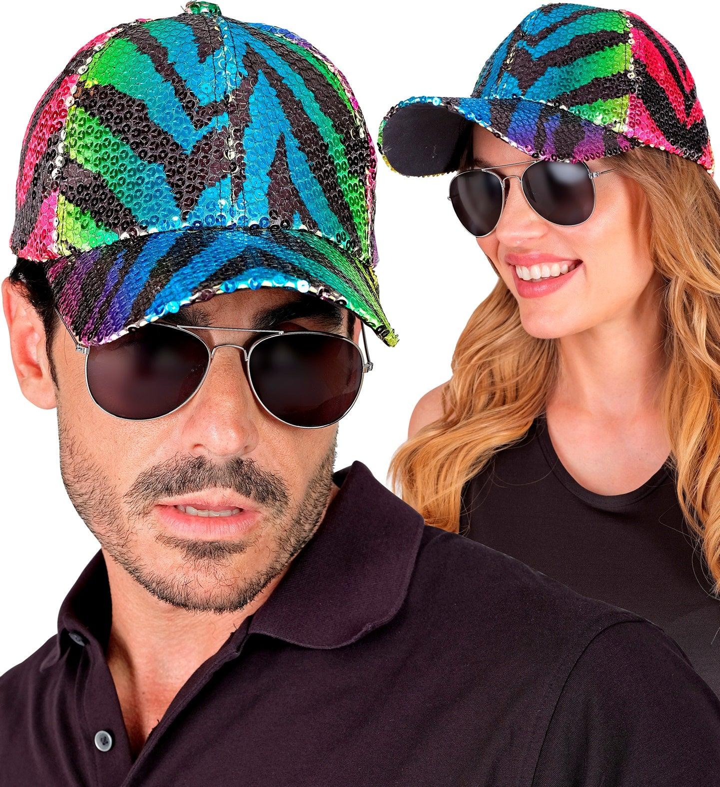 Gorra de Lentejuelas Multicolor Estampado de Tigre Sombreros y Gorros Widmann