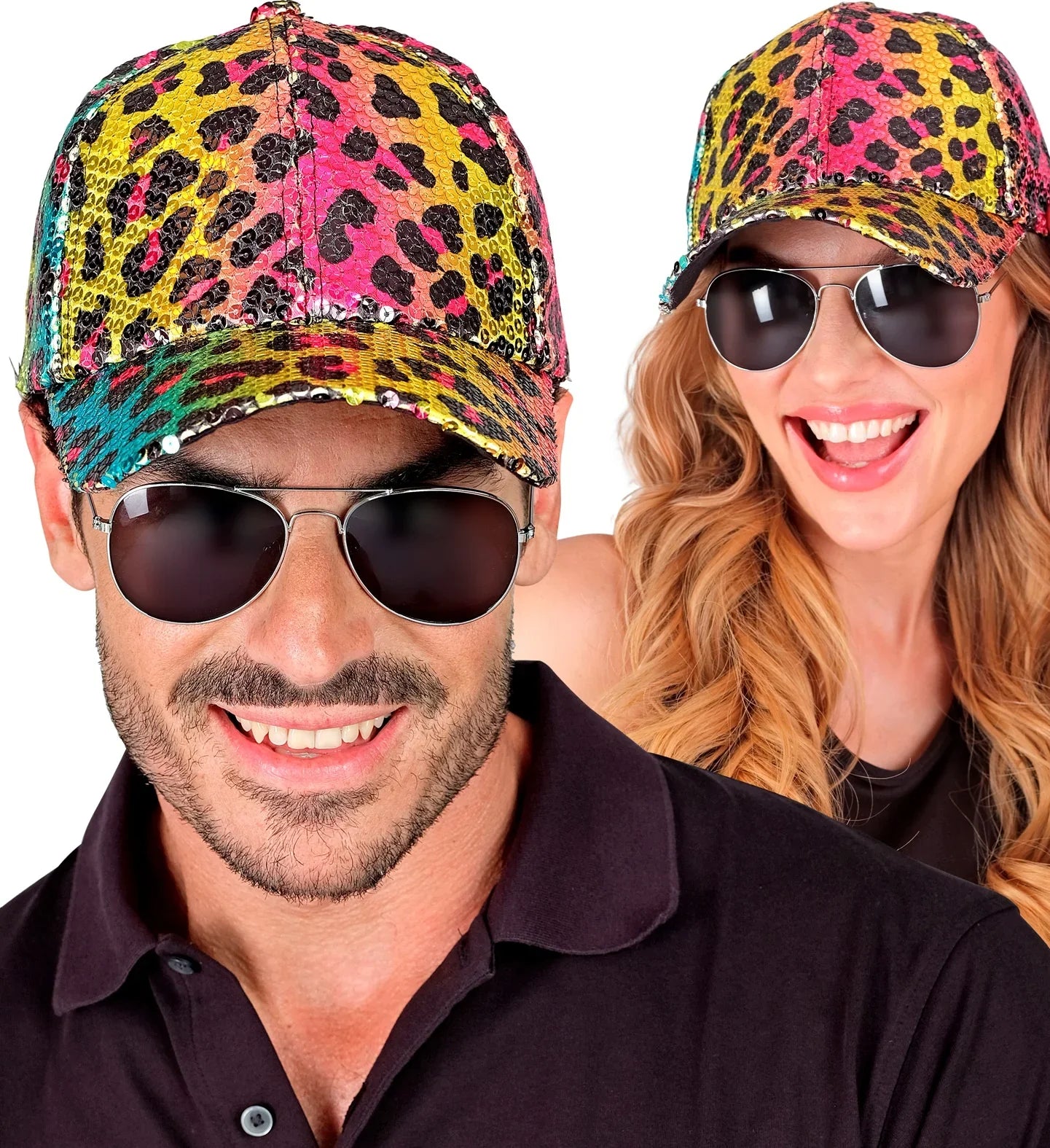 Gorra de Lentejuelas Multicolor Estampado de Leopardo Sombreros y Gorros Widmann