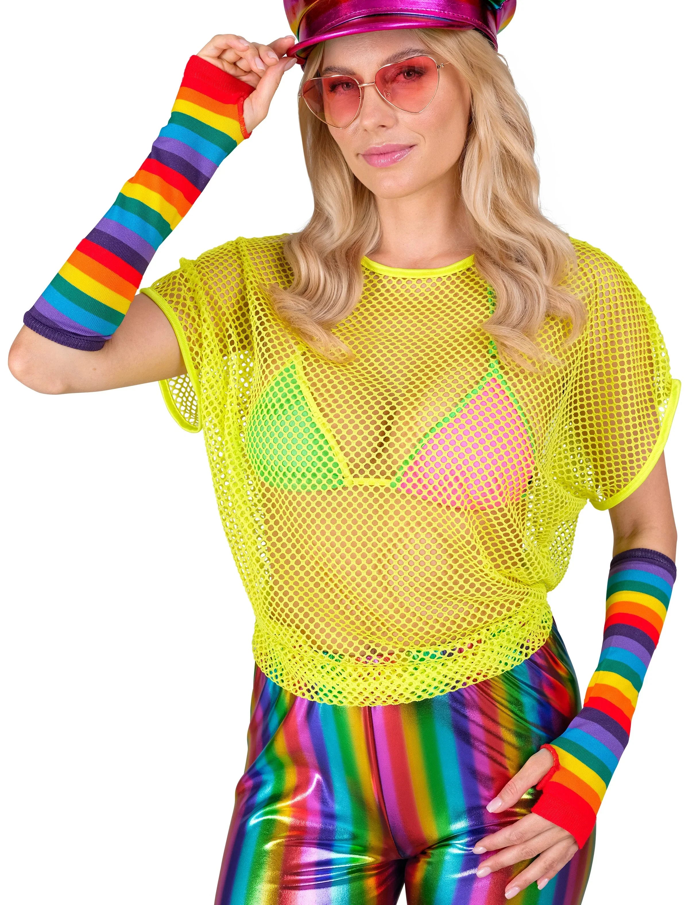 Guantes Largos con Rayas Arcoíris sin Dedos Orgullo Gay Widmann