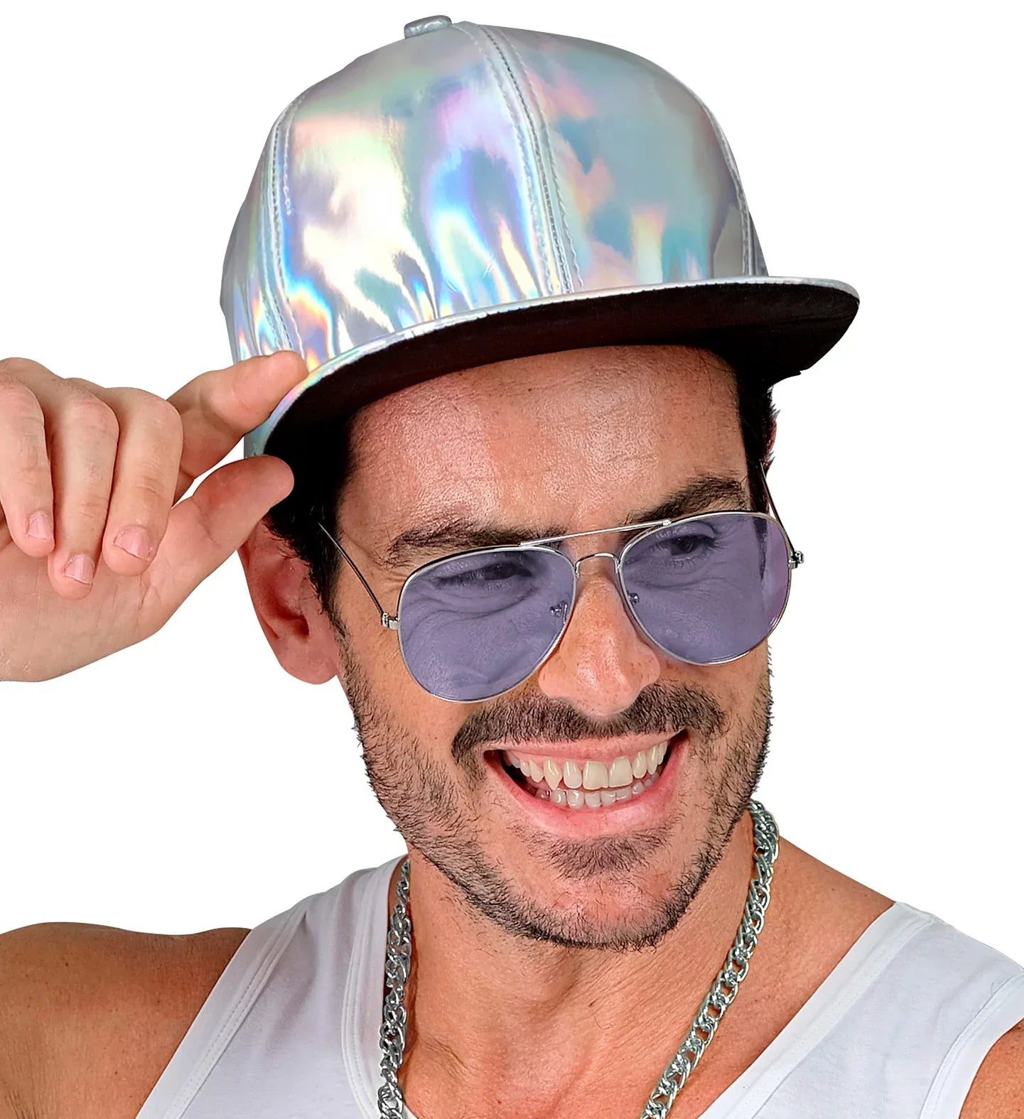 Gorra de Rapero Hip Hop Holográfica Plateda Raperos y Hip Hop Widmann