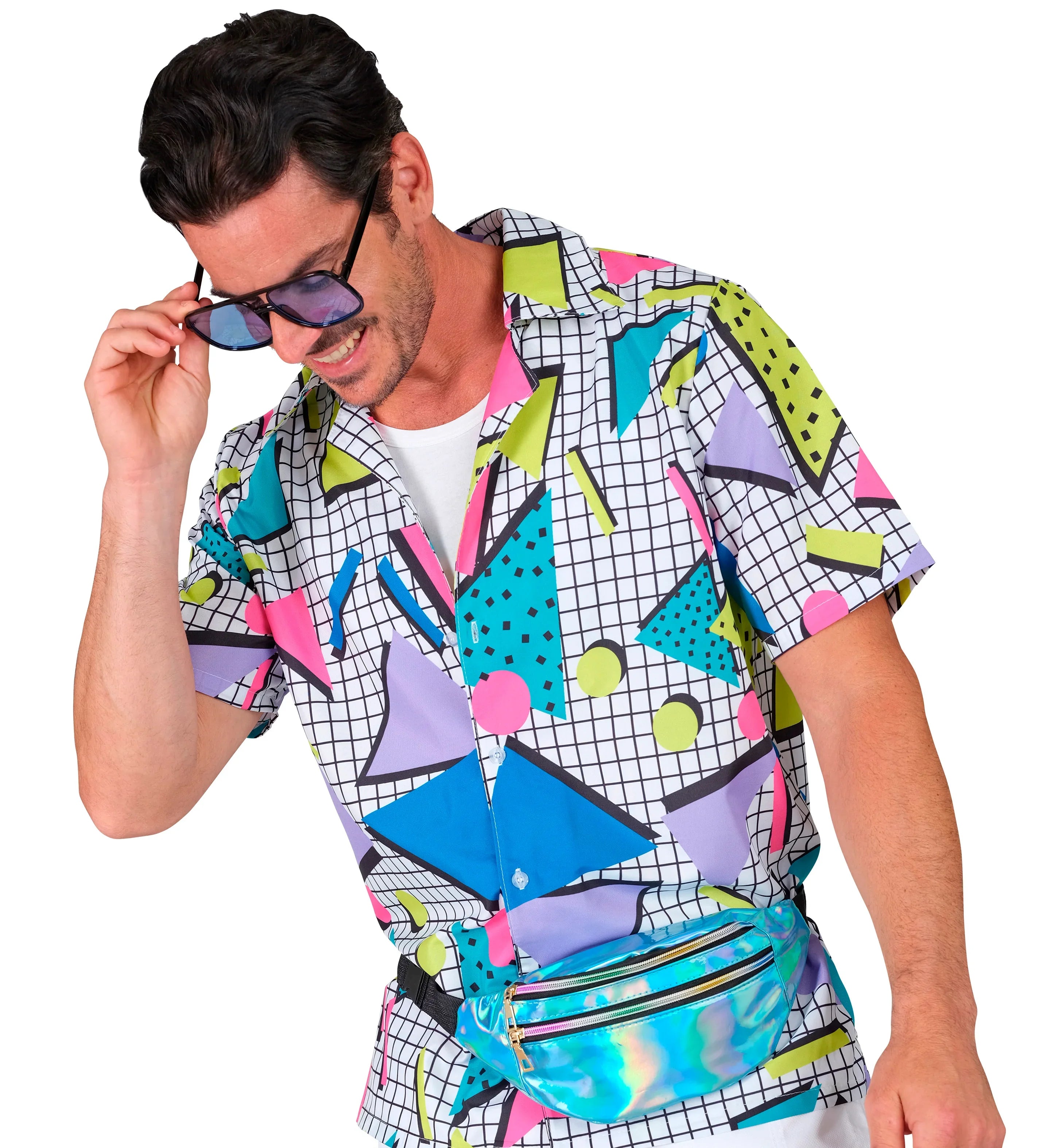 Riñonera Holográfica Años 80 Azul Años 80 Widmann