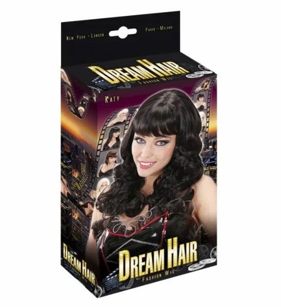 Peluca Morena Ondulada con Flequillo Lujo COMPLEMENTOS Widmann