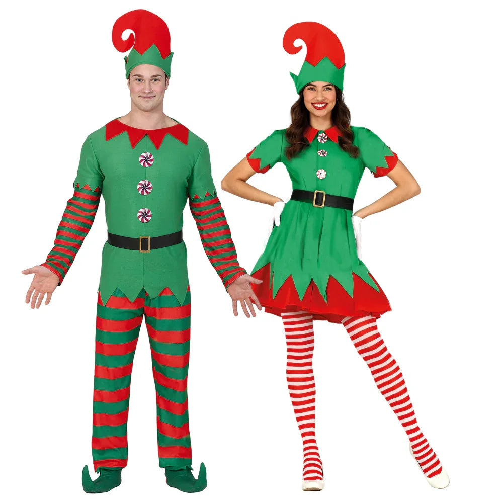 Disfraces en Pareja de Elfos Navideños de Papá Noel Elfos Navideños Disfraces Simon