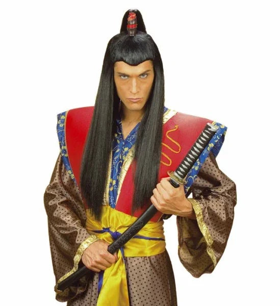 Peluca Morena de Samurái con Melena y Coleta COMPLEMENTOS Widmann