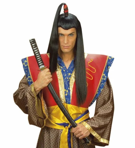 Peluca Morena de Samurái con Melena y Coleta COMPLEMENTOS Widmann