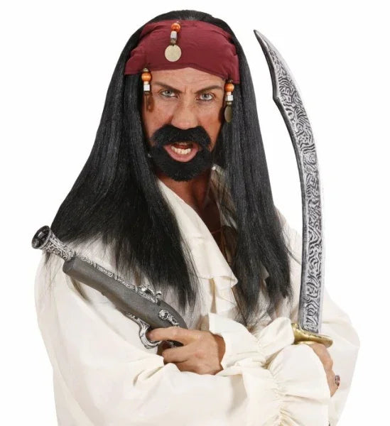 Peluca de Pirata Morena con Turbante Rojo COMPLEMENTOS Widmann