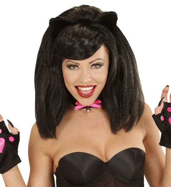 Peluca Morena con Orejas de Gato COMPLEMENTOS Widmann