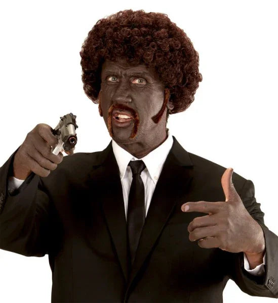 Peluca Castaña Pulp Fiction con Patillas y Bigote COMPLEMENTOS Widmann