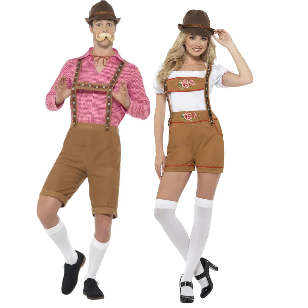 Disfraces en Pareja de Alemanes con Pantalón Marrón Tiroleses Oktoberfest Disfraces Simon